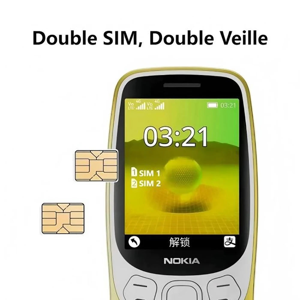 Nokia 3210 4G Phone 2SIM Bluetooth 5.0 FM Radio Dual Card 2.4-inch Type-C 2MP 1450mAh Bettery Button Nokia Spare Phone Unlocked
