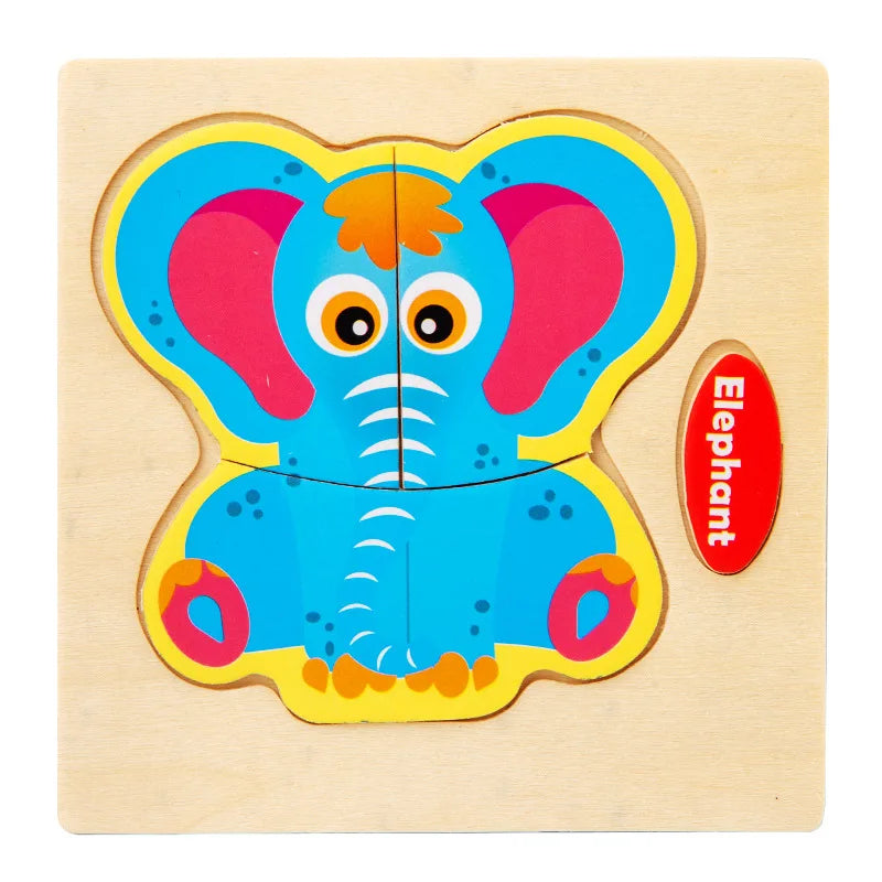 Wooden Toy 3D Jigsaw Puzzle Small Size Cartoon Animal Puzzle Board Kids Early Learning Educational Toys for Children Gifts