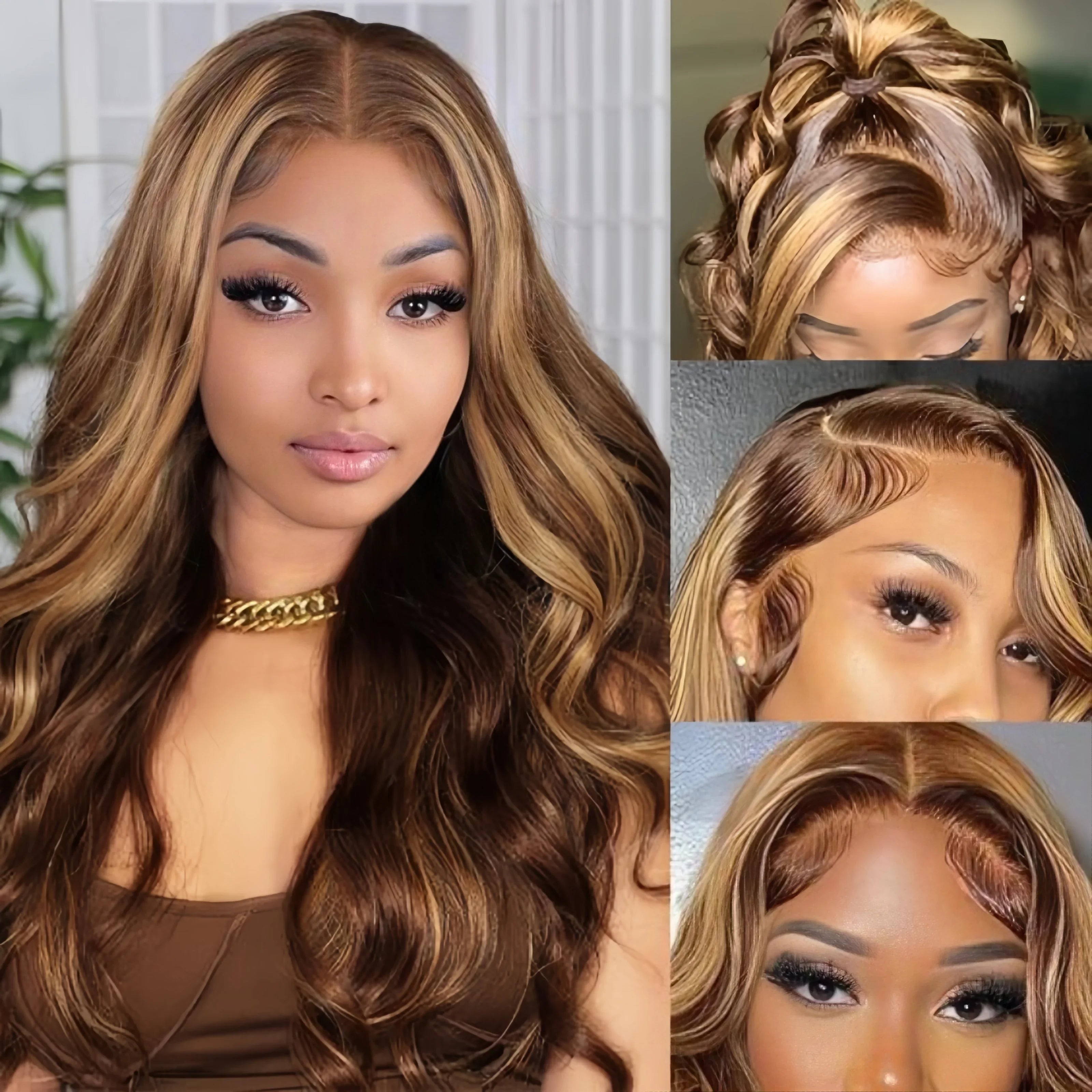 P4/27 Highlight Colored 200 Density Body Wave Human Hair Wigs For Women 13x4 13x6 HD Transparent Full Lace Frontal Wigs 46 Inch