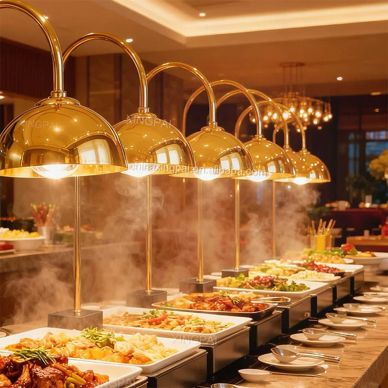 XINGPAI Factory Direct Sale Portable  Heating Lamp Luxury Gold Food Warmer Lamp for Buffet