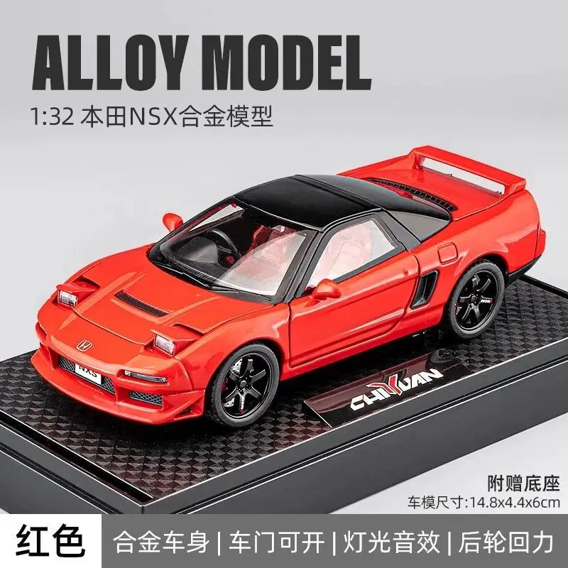 1:32 Honda NSX Alloy Sports Car Open Doors Light Sound Rear Wheel Pull Back With Display Base Desktop Ornament Collection Gift