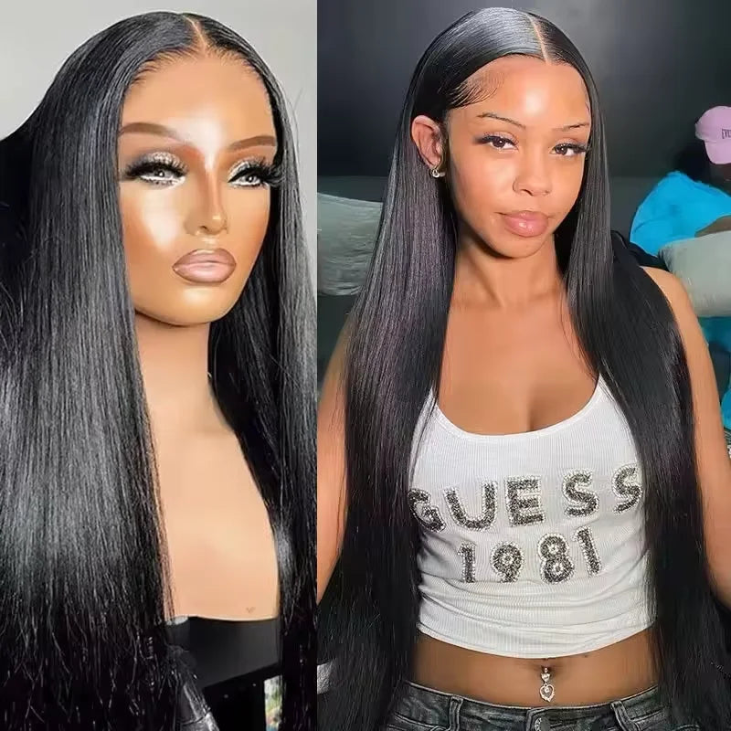 Natural Black Bone Straight Human Hair Front Wig 360 13x6 13x4 7x6 HD Lace Brazilian Human Hair Natural Hairline No Shed No Tangle For Women Daily Work Party Wear 38 40 Inch