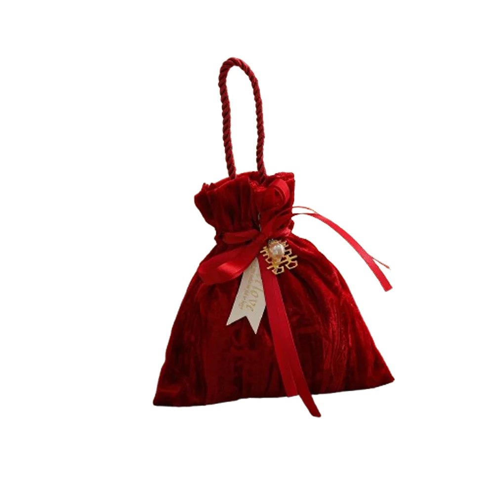 Elegant Ribbon Bow Velvet Candy Box Dust Protect with Tassel Gift Bag Flower Handbag Drawstring Bag Jewelry Storage