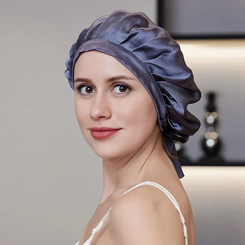 100% Silk Bonnet For Women  Mulberry Silk Turban For Hair Sleeping Night Cap Hair Loss Sleep Natual Pure Silk Hair Wrap Headwrap