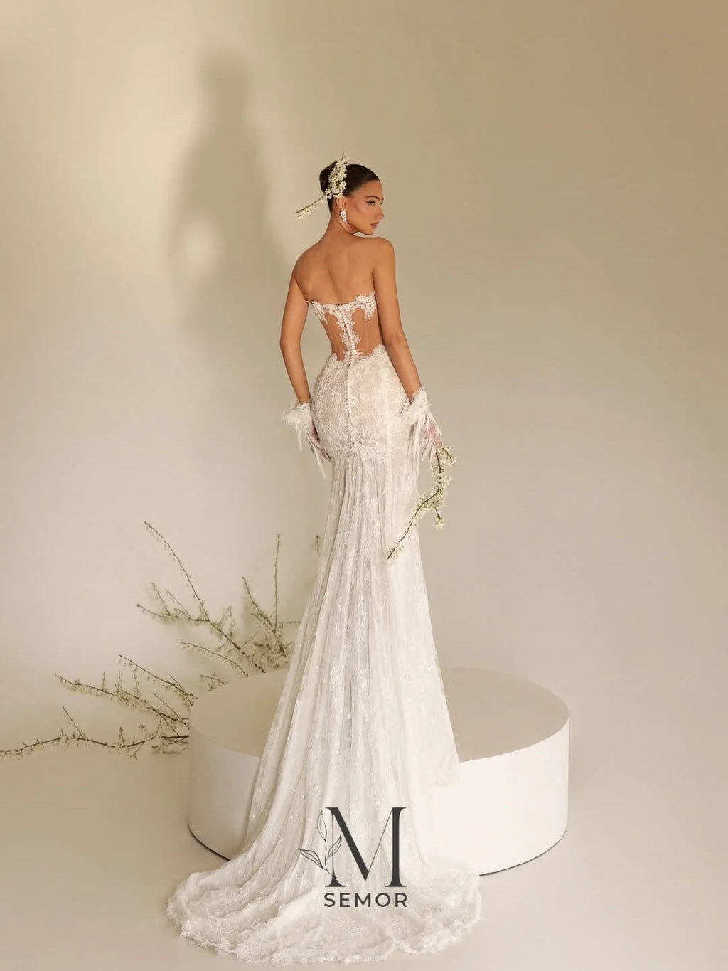 Semor Exquisite Lace Sweetheart Collar Wedding Dress 2026 Sleeveless Mermaid Applique Robe De Mariée with Glove Customized
