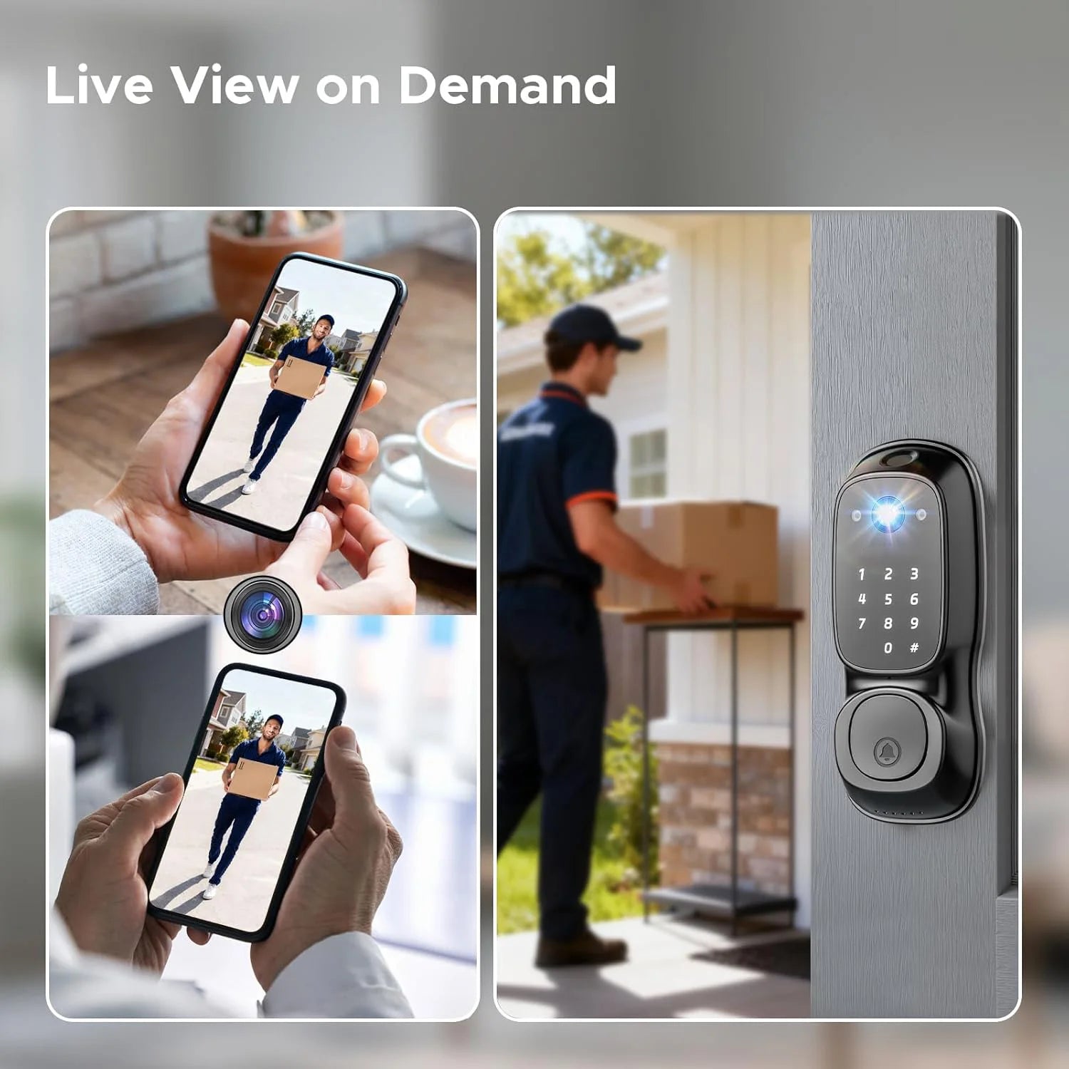 Tuya Wifi Smart Door Lock ‎Camera & Doorbell Multi-Function Fingerprint Lock 5-in-1 Digital Electronic App Control Smart Lock