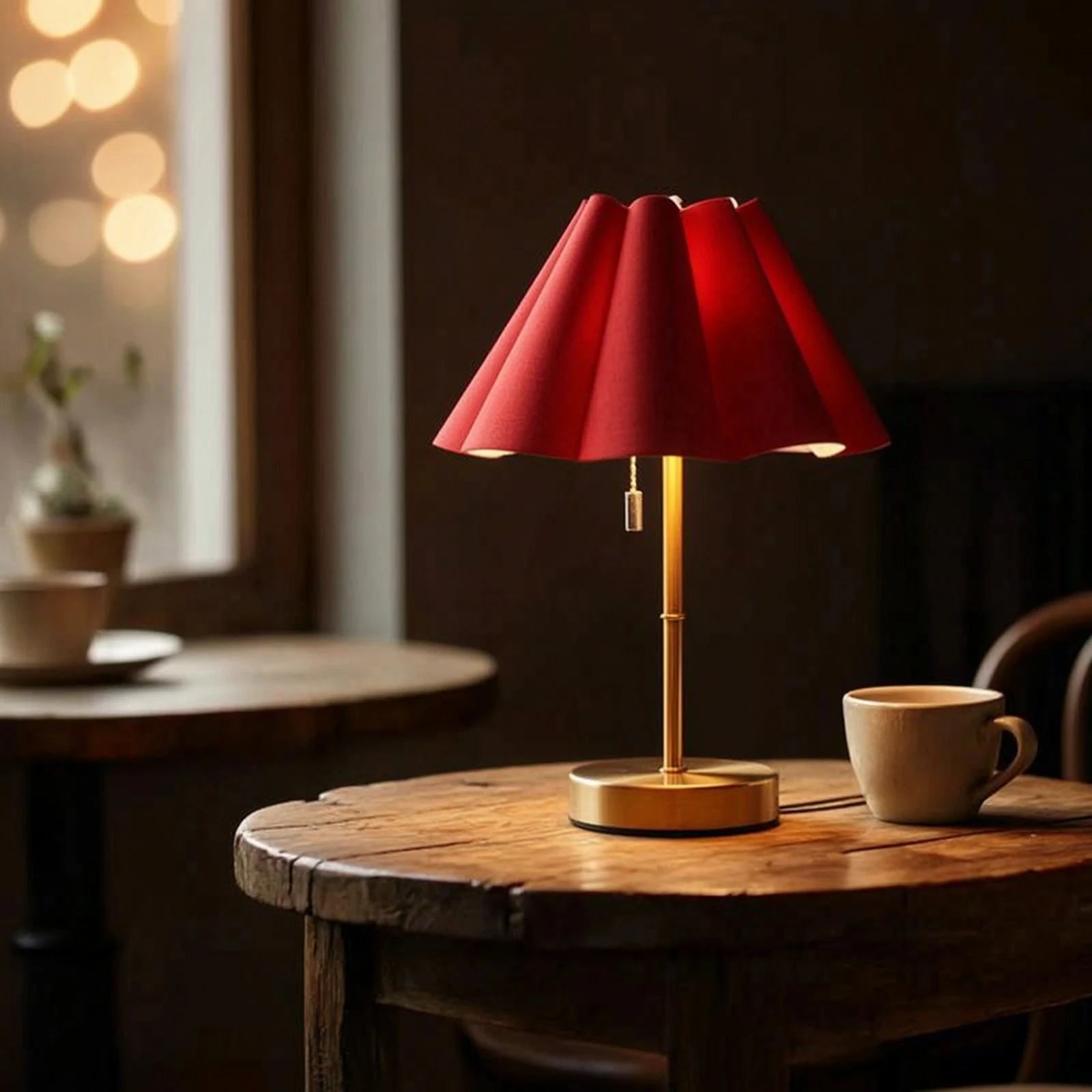 Table Lamp with Pleated Shade Compact Rechargeable Table Lamp Warm Glare-Glare-Reducing for Readers, Nightstand, Bedroom