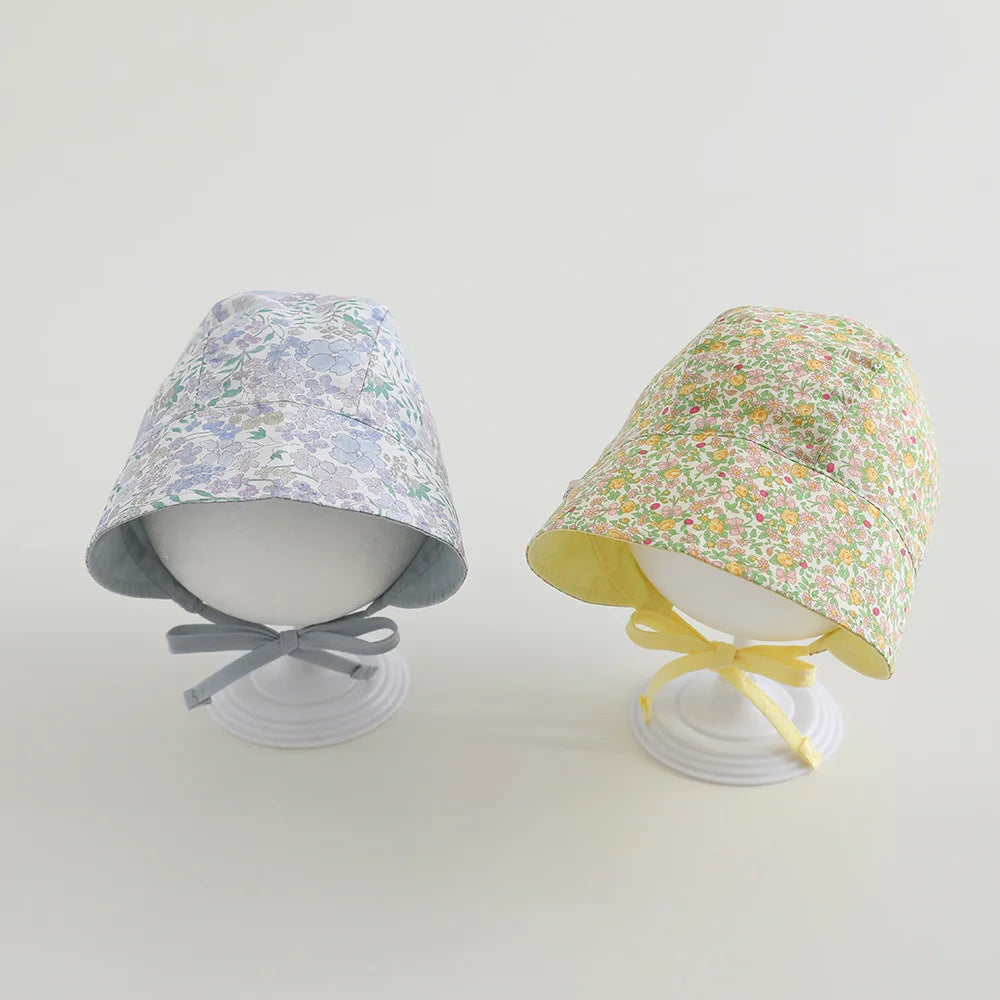 Reversible Baby Sun Hat for Girls Floral Indian Hats Autumn Outdoor Travel Newborn Sun Cap Toddler Bonnet Newborn Head Wrap Cap