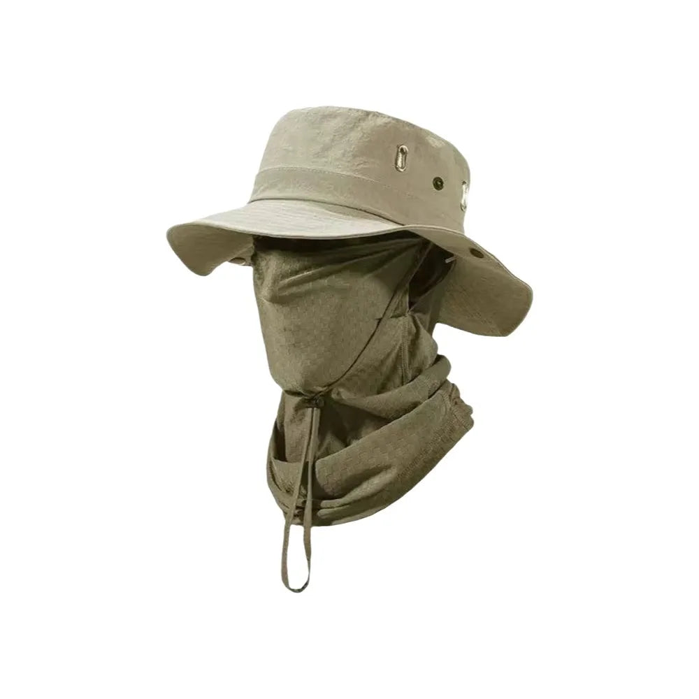 Unisex Design Quick Dry Men Sun Hat Breathable Foldable Full Face Mask Soft Material with Mask Fisherman Hat Hiking