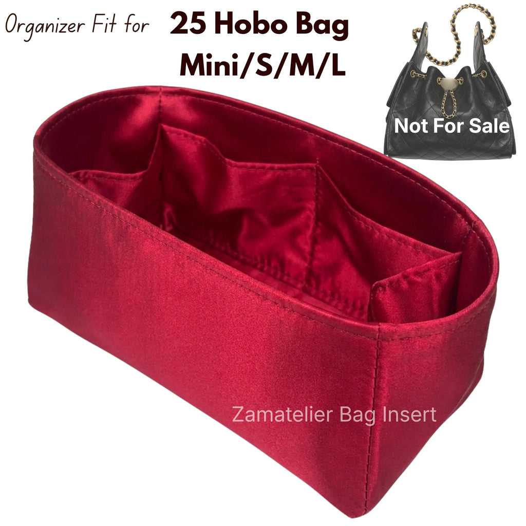 Custom Made Silk Insert for CC 25 Hobo Bag Mini/Small/Medium/Large, Premium Purse Organizer Satin Organiser, Liner Base Shaper