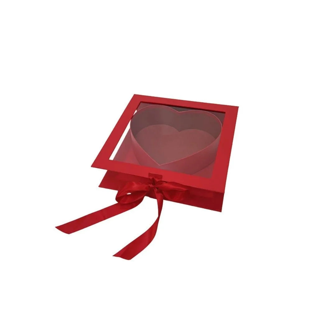 Transparent Window Mother's Day Gift Box Elegant Romantic Gift Packaging Box Fillable Cardboard Flower Display Box Bridal Shower