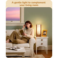 13.5" Small Table Lamp with Walnut Wood and Beige Linen Shade for Modern Bedside Lighting