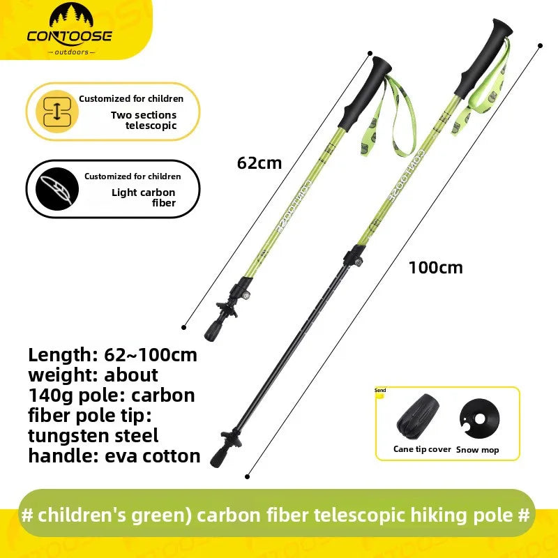 Kids Carbon Fiber Trekking Pole Single Pack Lightweight Telescopic Hiking Stick 62-100cm Adjustable EVA Handle Outdoor Gear