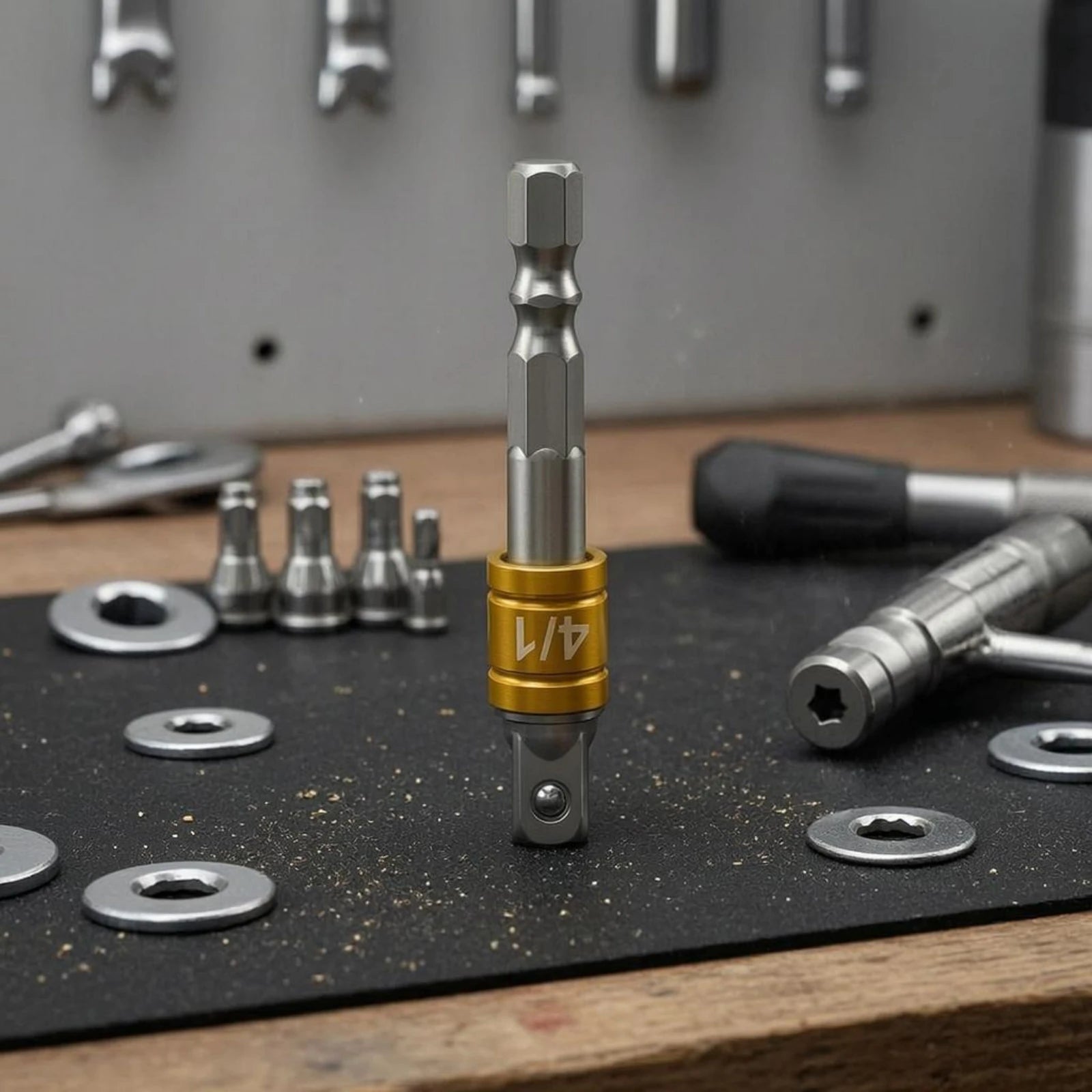 Hex Shank Adapter Bit Electroplated Hex to Square Adapter Socket Converter Forged Metal Power Tool Part Compact