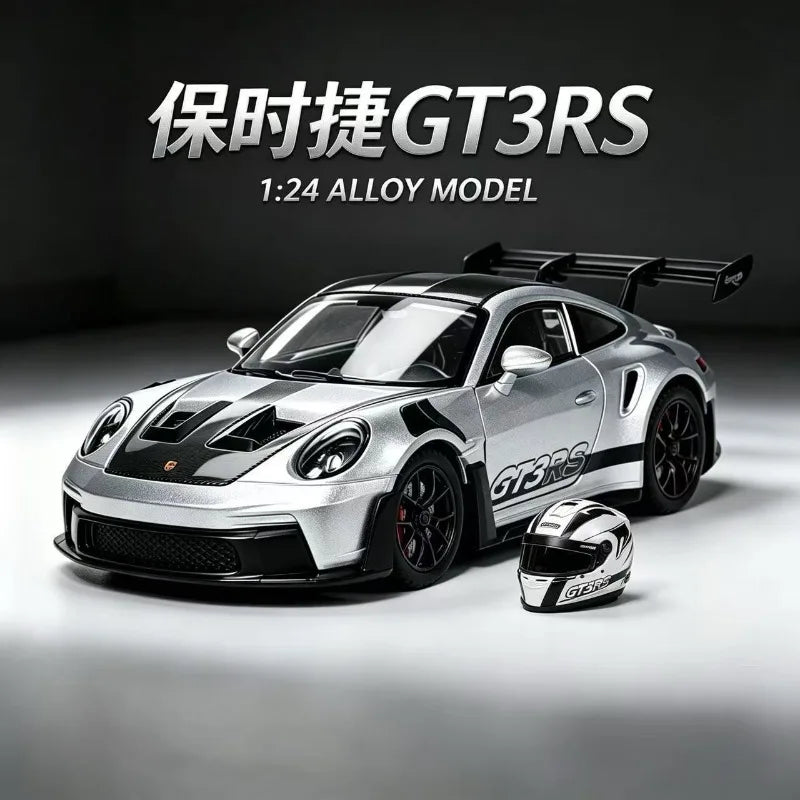 1:24 Porsche 911 GT3 RS Diecast Alloy Sports Car Model with Openable Doors Front Wheel Steering for Collectors Hobby Display