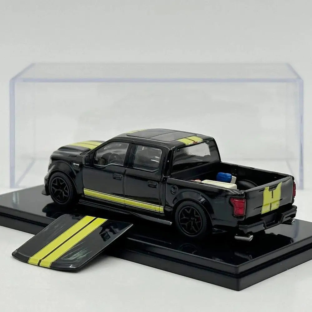 Funny Model FM 1/64 For SHELBY F-150 Shelby Super Snake Pickup Black Diecast Model Car Miniature Collection - with Accessories