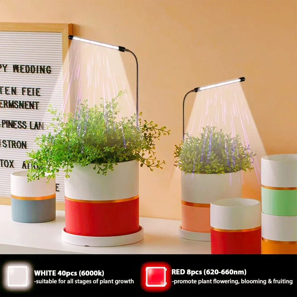 LED Plant Lights, Full-Spectrum Growth Lights, USB Mini-Plug-In, 48 Light Beads Regularly Dim