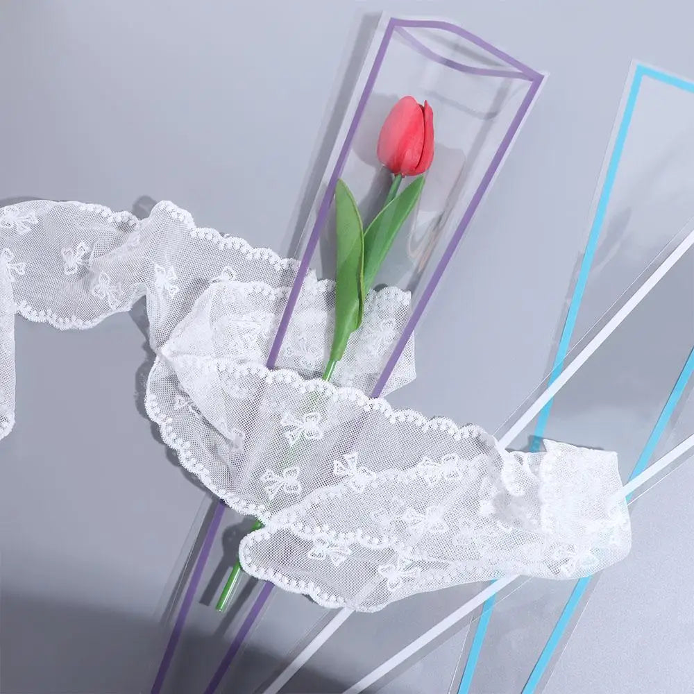 50PCS Transparent Flower Packaging Bag Waterproof Plastic Bag Wrapping Paper Package Supplies Bouquet Packing Material Wedding