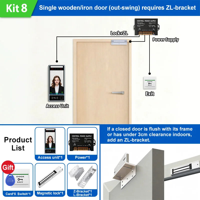 8" Multi-Biometric Access Control & Attendance Terminal - Face Fingerprint Palm Vein, WiFi 4G TCP/IP