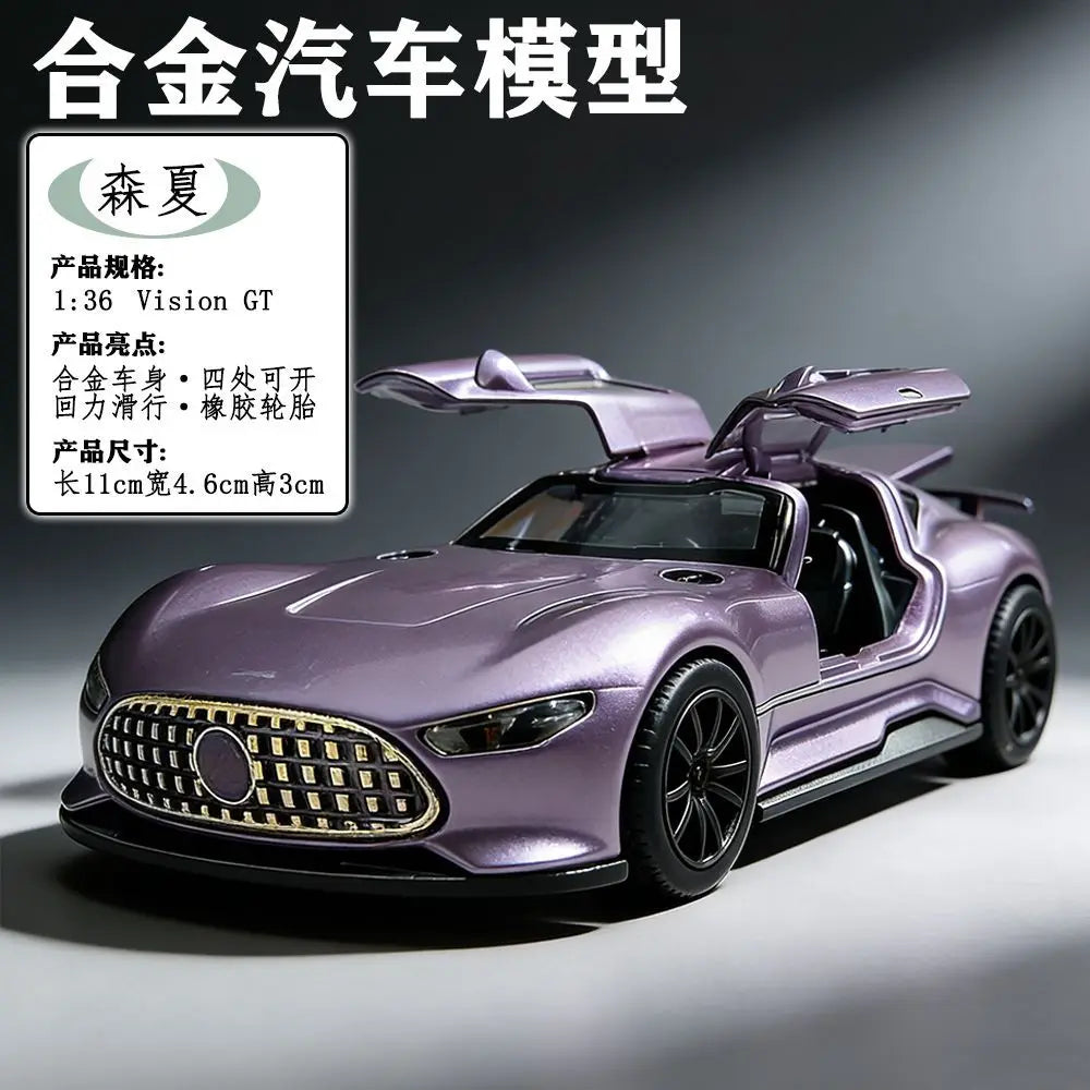 1:36 Scale Mercedes-Benz Vision GT Diecast Alloy Sports Car Model with Openable Parts for Hobbyists and Collection Display
