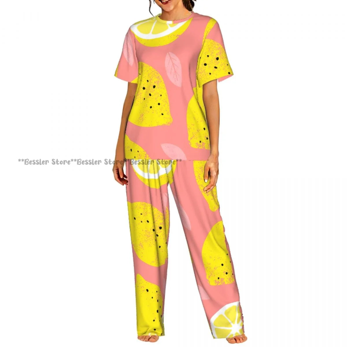Women's 2-piece set Lobster And Crab With Lemon And Dill Pajamas Short sleeved Top and Pants Sleepwear
