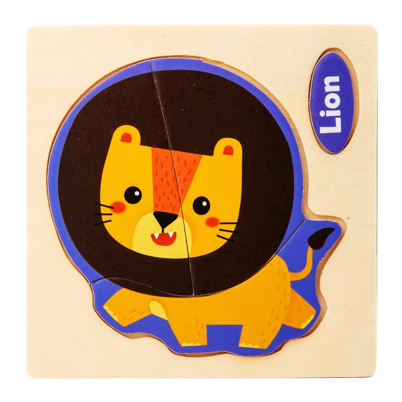 Wooden Toy 3D Jigsaw Puzzle Small Size Cartoon Animal Puzzle Board Kids Early Learning Educational Toys for Children Gifts