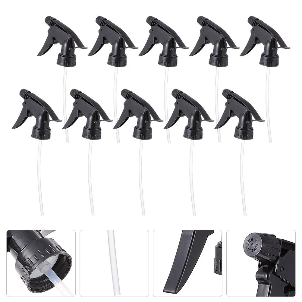 10Pcs Black Adjustable Trigger Spray Nozzles - Replacement Spray Bottle Heads for Standard 28/400 Neck Bottles,Garden & Cleaning