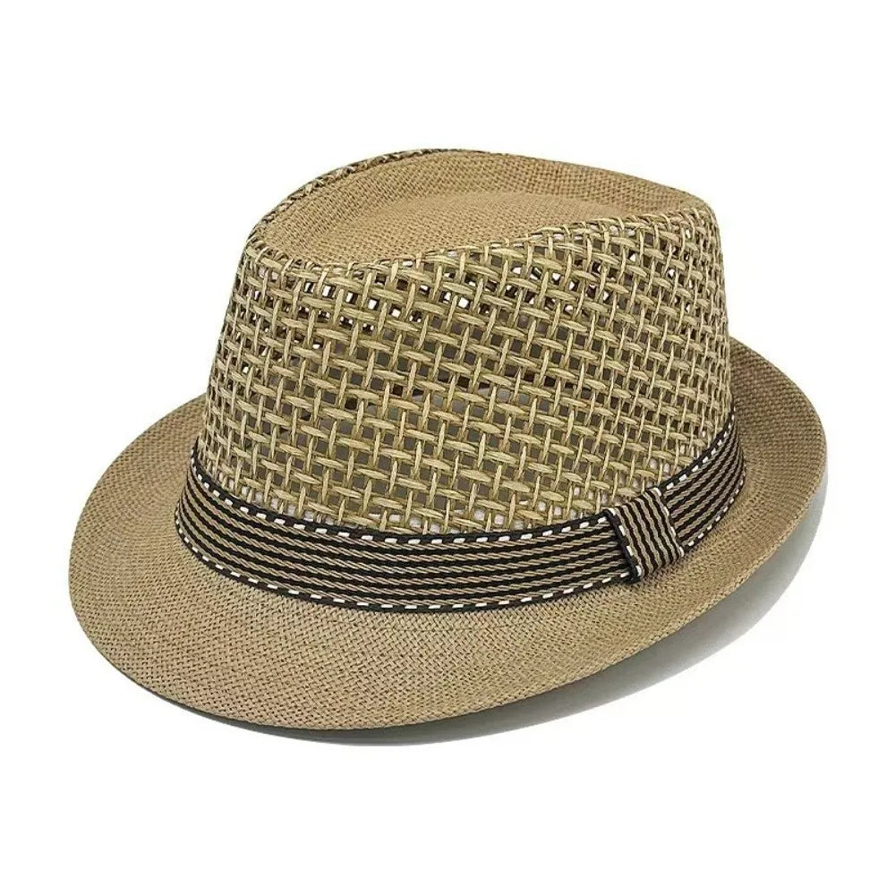 Elegant Short Brim Men Panama Hat Lightweight Breathable Woven Straw Hat Sombrero Hollow Out Vacation Beach Cap Performances