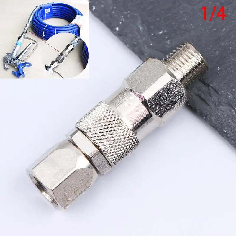 High Pressure Spray Hose Swivel Joint 1/4 Inch Stainless Steel Airless 360 Degree Connector for Professional and DIY Painters
