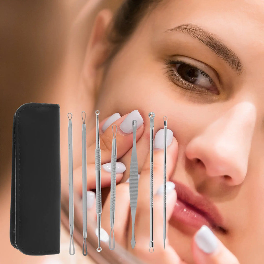 Professional Pimple Extractor Tool Kit Acne Removal Comedone Blackhead Remover Skin Care Beauty Face Tools Silver Tone