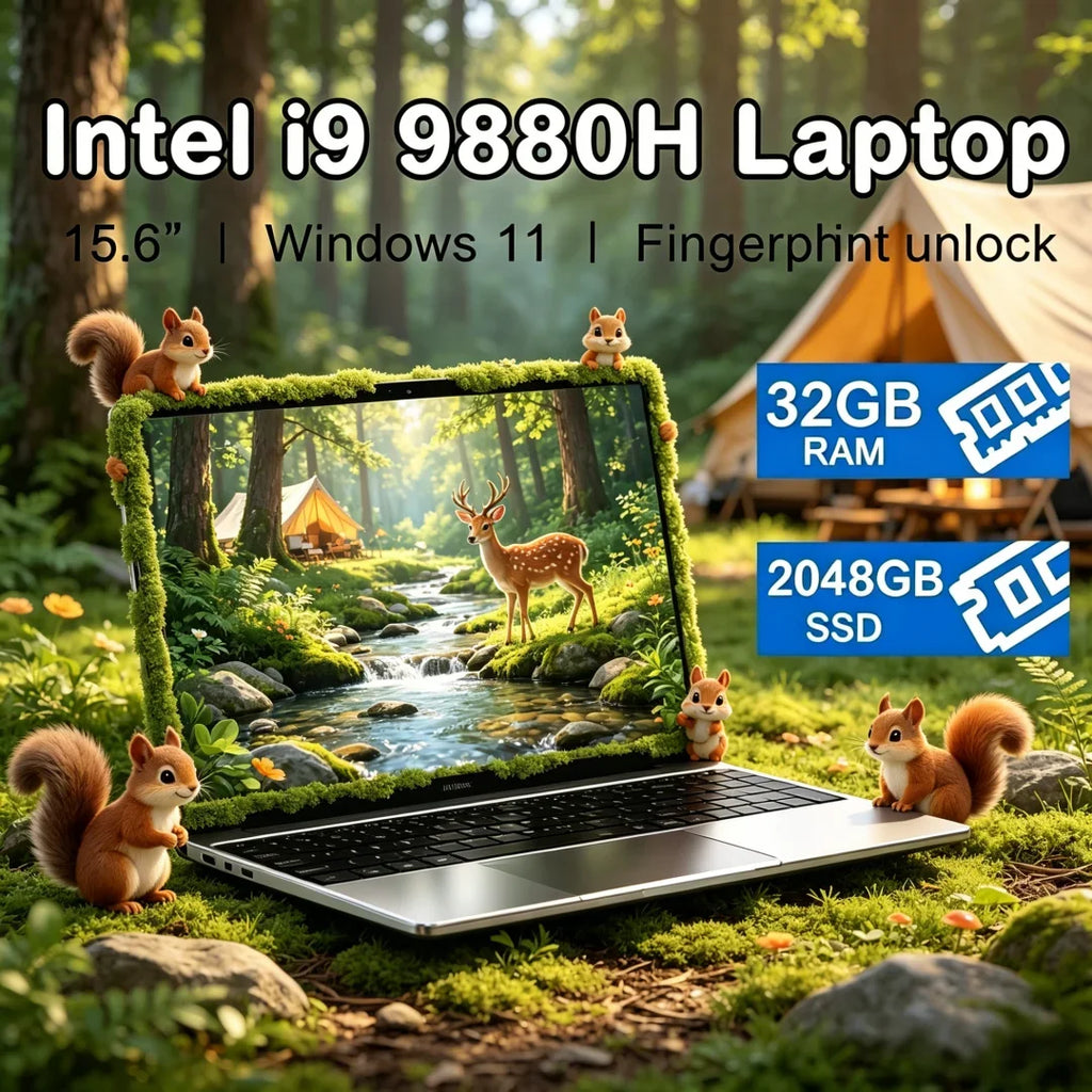 2026 Opulent 15.6 " Laptop Intel Core I9-9880H 32GB RAM 2TB SSD Rarefied Elegant Gaming Laptop 1920*1080 Windows 11 Prismatic