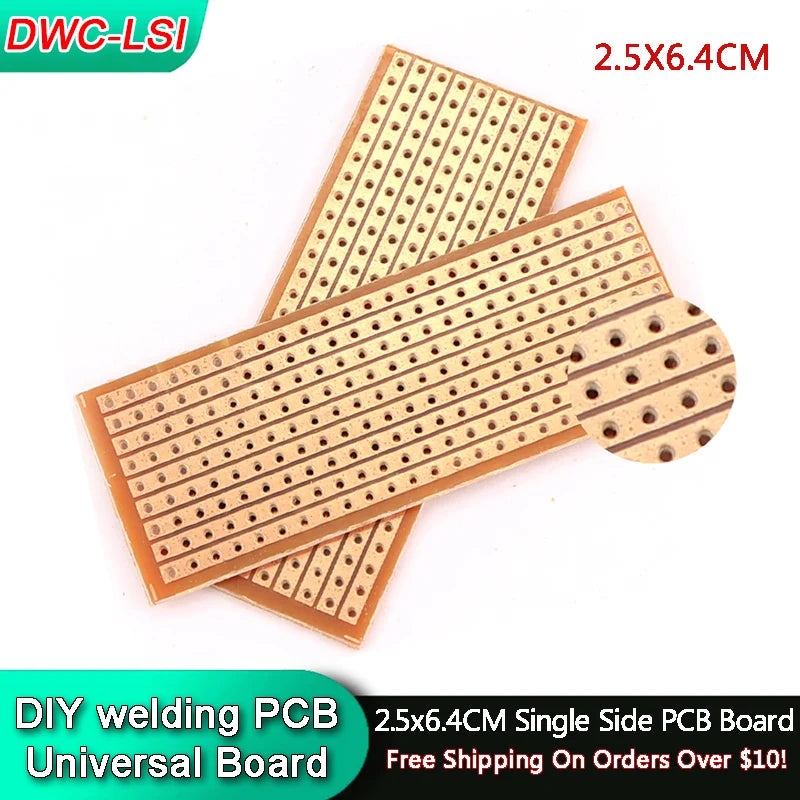 5/10PCS 2.5x6.4CM Single Side PCB Board DIY Universal Experiment Matrix Circuit Board Single Row Continuous Hole 25x64MM