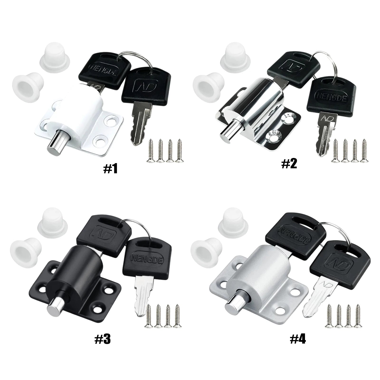 Aluminum Alloy Child Safety Protection Lock with Keys & Screws Push-In Key Latch for Child Home Safety Bedroom Office Balcony