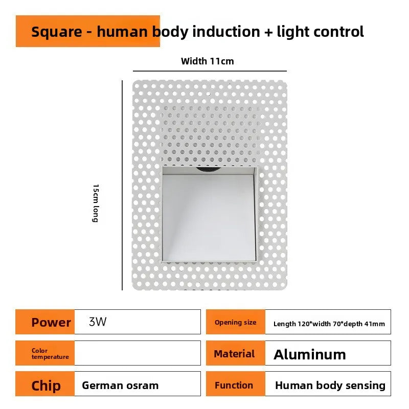 Borderless LED floor lamp, embedded motion-sensing floor lamp for corners, hotel steps, stairs, COB hallway light