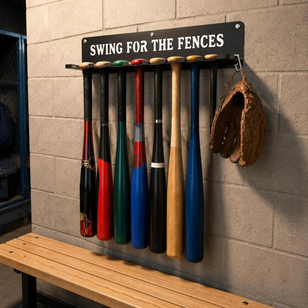 14 Bats 14 Sports Equipment Storage Rack Carabiner Hook Wall Mount Sports Equipment Rack Metal Construction Space Saving