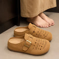 Women's Summer Thick Bottom Slip-On Sandals Open-Toe Platform Clog Shoes round Toe Convenient Glue-Welding Process Outdoor Footw