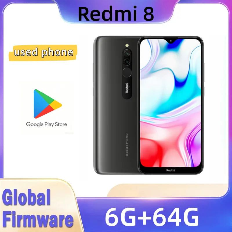 Xiaomi Redmi 8 Smartphone Dual SIM 64GB Large Memory 6.22-inch Screen Snapdragon 439 Octa-Core 4G LTE Used Global Firmware