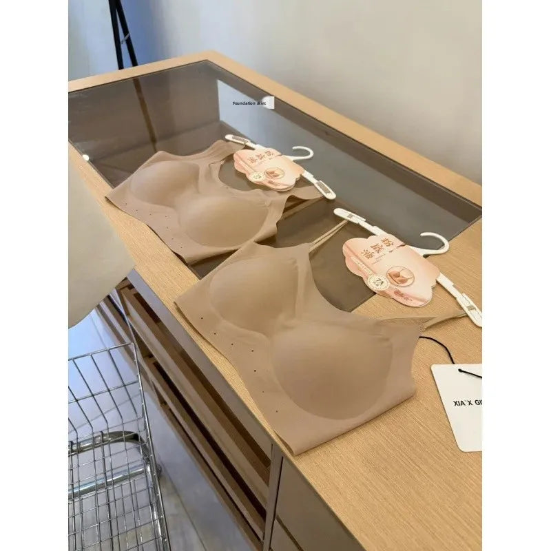 KUCLUT Ice Skin Foundation Liquid Ultra Thin Soft Support Vest Seamless Fixed Cup Anti Exposure Tube Top Bra for Women
