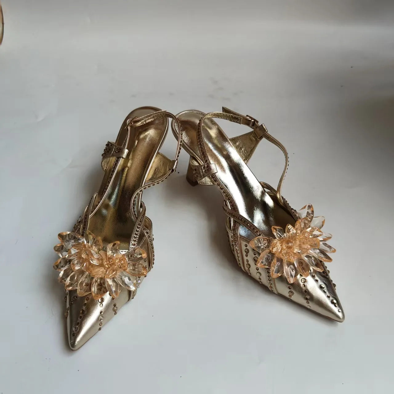 Full Diamond Pointed Baotou High Heels Sandals Crystal Rhinestones Wedding Dinner High Heels Shoes and purses