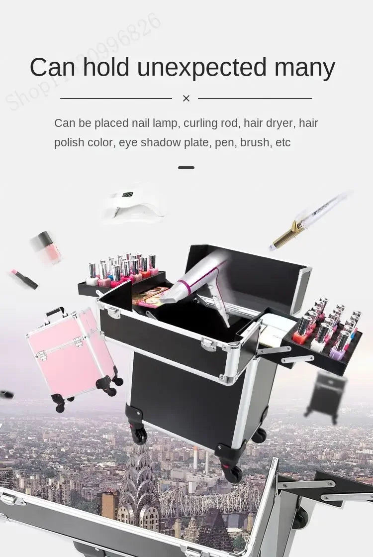 Large-capacity Professional Make-up Case Trolley Luggage Make-up Artist's Manicure and Permanent Make-up Kit Storage Toolbox