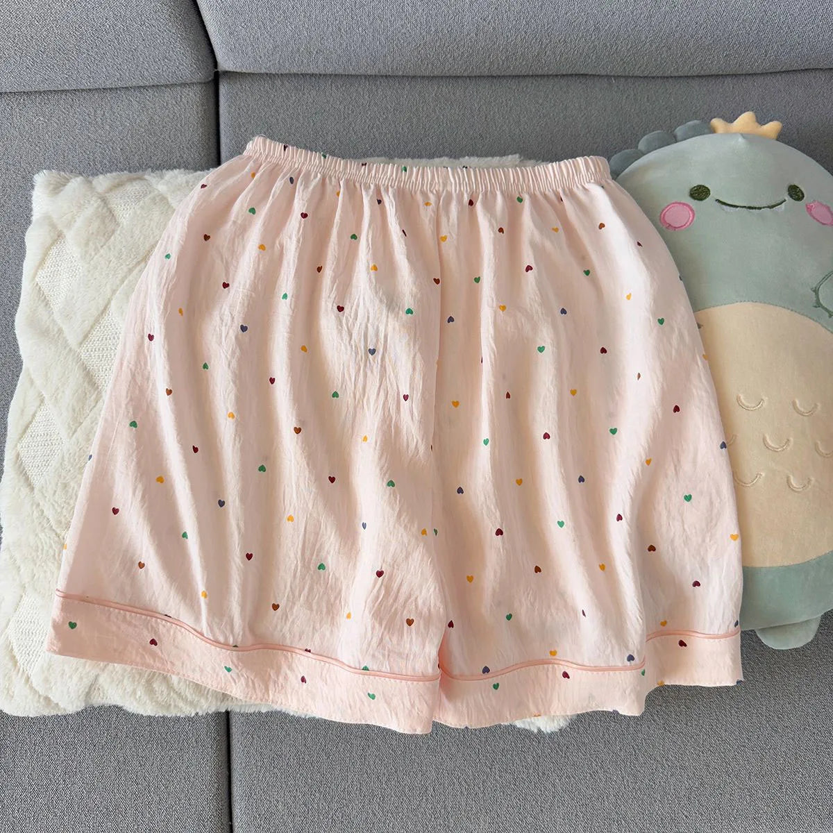Women'S Printed Polka Dot Cotton Pajamas Set Short Sleeved Top And Shorts 2-Piece Casual Comfortable Home Sweet Print Sleepwear