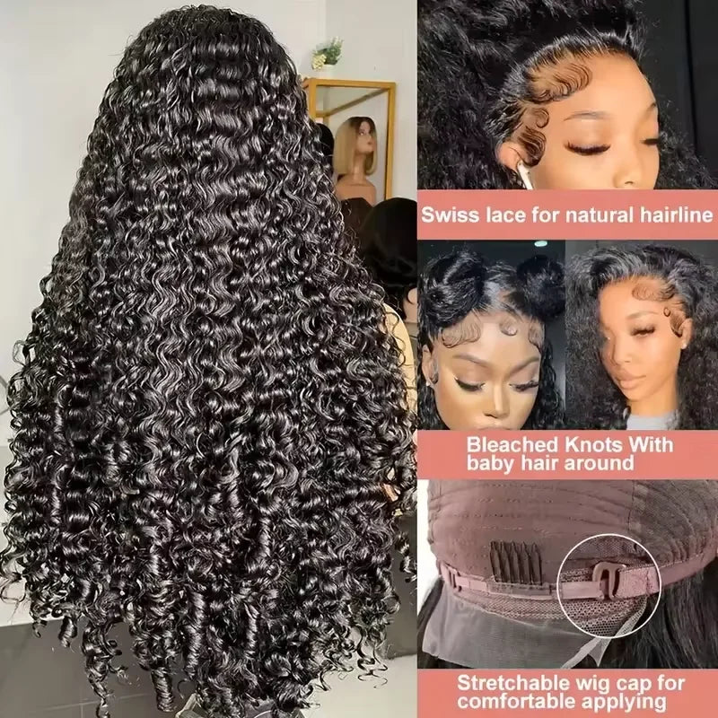 Burmese Curly Human Hair 13x6 13x4 Transparent HD Lace Front Wig 7x6 HD Lace Pre Plucked Wig For Women 40 42 Inches Remy Hair Natural Color Wigs