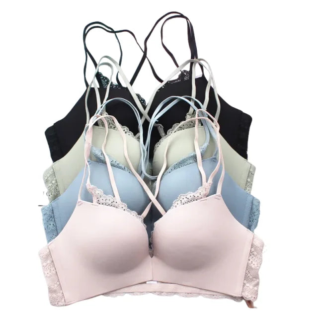 KUCLUT Soft New Summer Bra Front Buckle Design Beautiful Back Gathered Underwear Nylon Fabric Medium Thick 3/4 Cup Fixed...