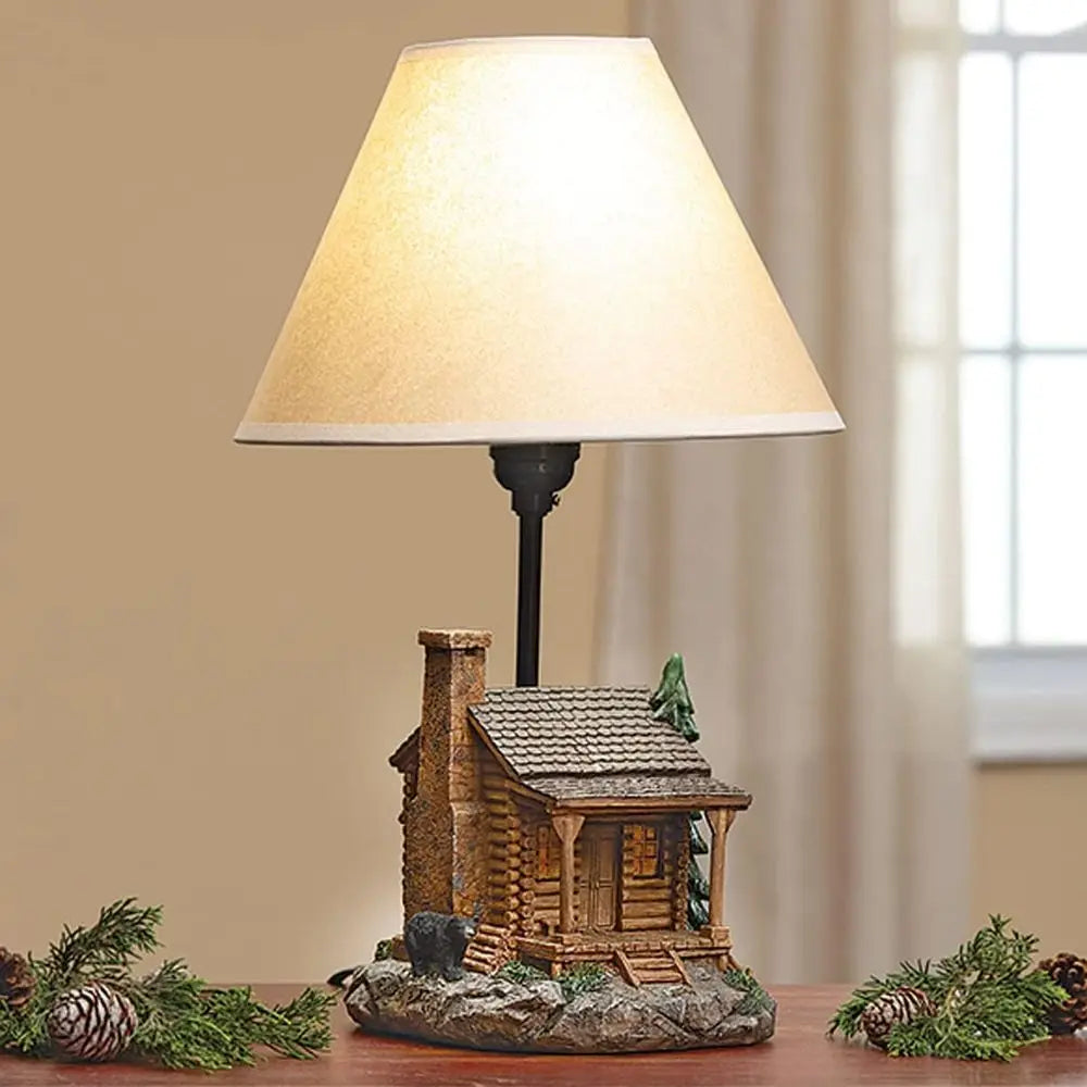 Rustic Vintage Cabin Lamp - Ideal for Living Room, Nightstand, Desk, 16.25 x 10