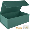 Green Gift Box with Magnetic Closure Collapsible Rectangle Present Box for Bridesmaid Proposal Wedding Christmas Halloween Birthday Gift Packaging 9.5x6x3 Inches