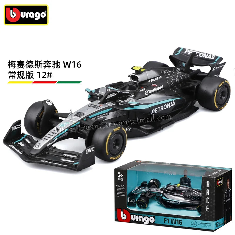 Bburago 2025 W16 Performance F1 1:43 Car Die Cast Vehicles Model Diecast Alloy Model Car Kids Toy Desktop Decor Birthday Gift