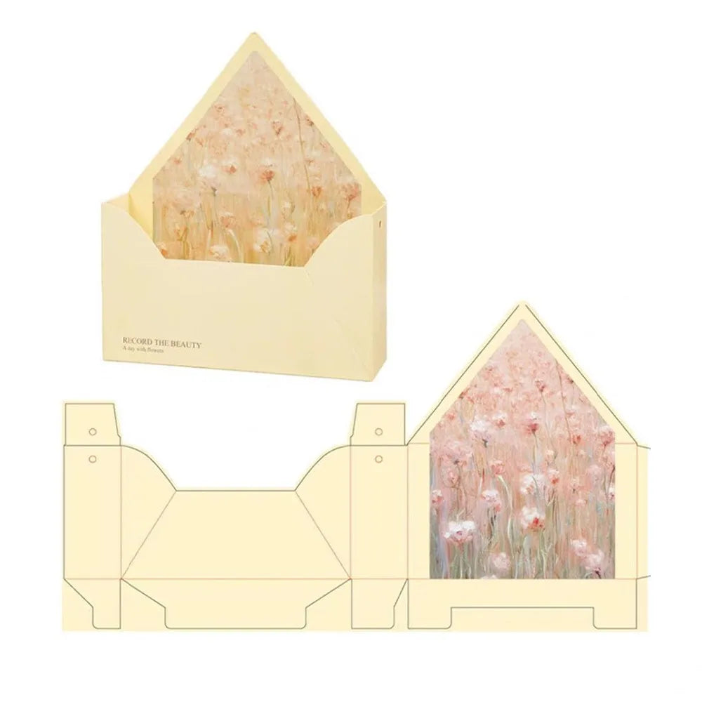 5 Pieces Romantic Flower Gift Box Portable Paper Floral Arrangement Box Folding DIY Gift Gift Wrapping Box Valentine's Day