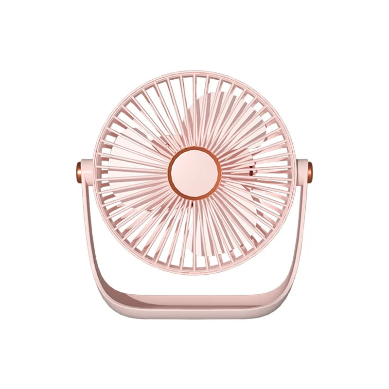 Portable Mini Desktop Fan Light Adjustable Angle 5 Speed Settings Rechargeable Battery Quiet Charging for Home Outdoors