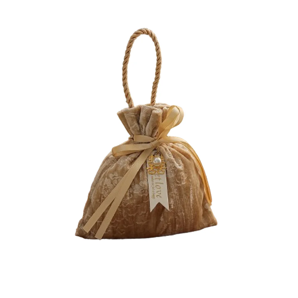 Elegant Ribbon Bow Velvet Candy Box Dust Protect with Tassel Gift Bag Flower Handbag Drawstring Bag Jewelry Storage