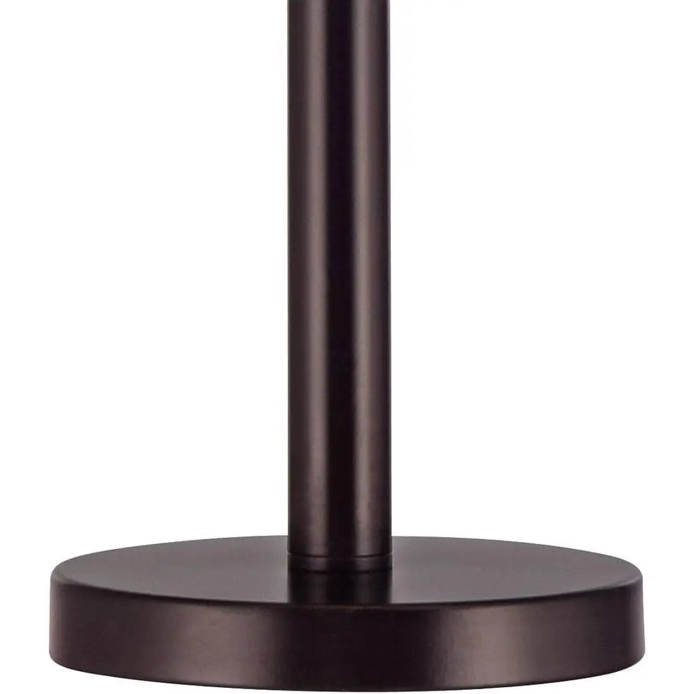 Euro Design 3-Way Skinny Table Lamp 33 Tall with Dimmer, USB Port, Matte Bronze Metal, White Burlap Drum Shade for Bedroom, Livi